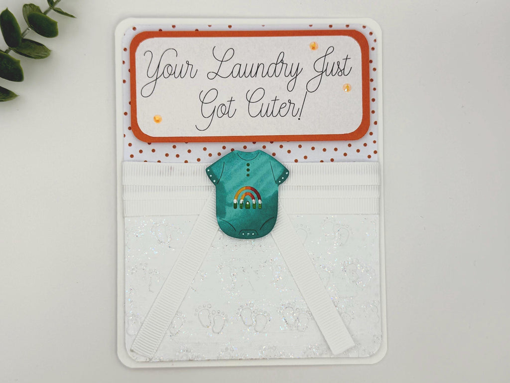 Baby Shower Greeting Card - Handmade - "Your Laundry Just Got Cuter!"
