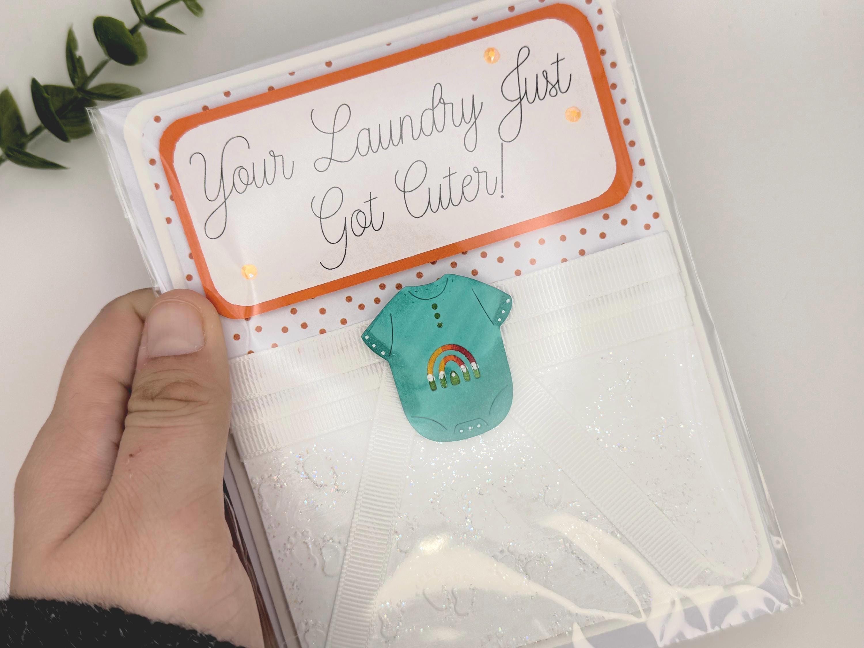 Baby Shower Greeting Card - Handmade - "Your Laundry Just Got Cuter!"