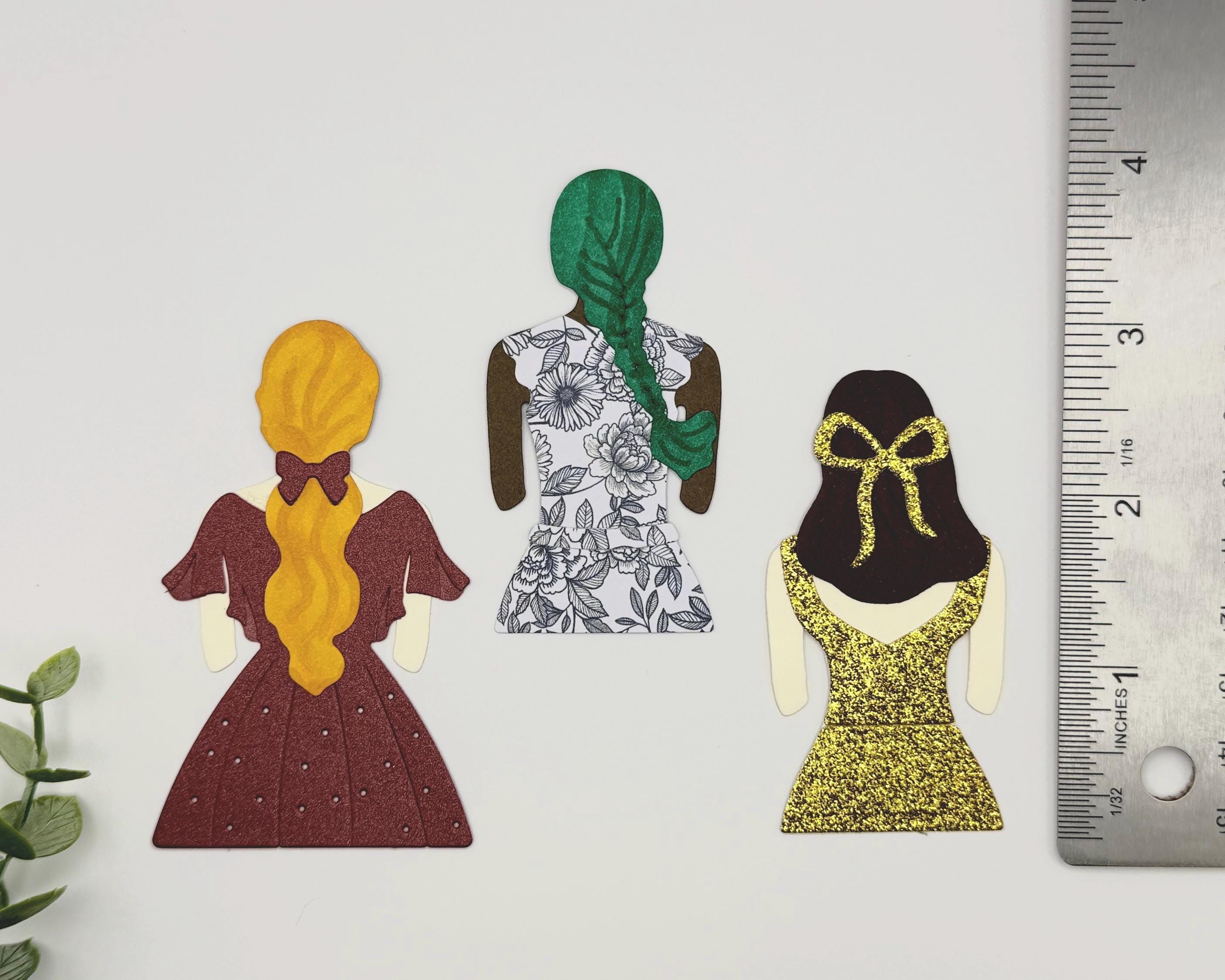Custom Paper Women Set of 3 | Handmade Die Cut Figures | Scrapbooking, Cards & Paper Crafts