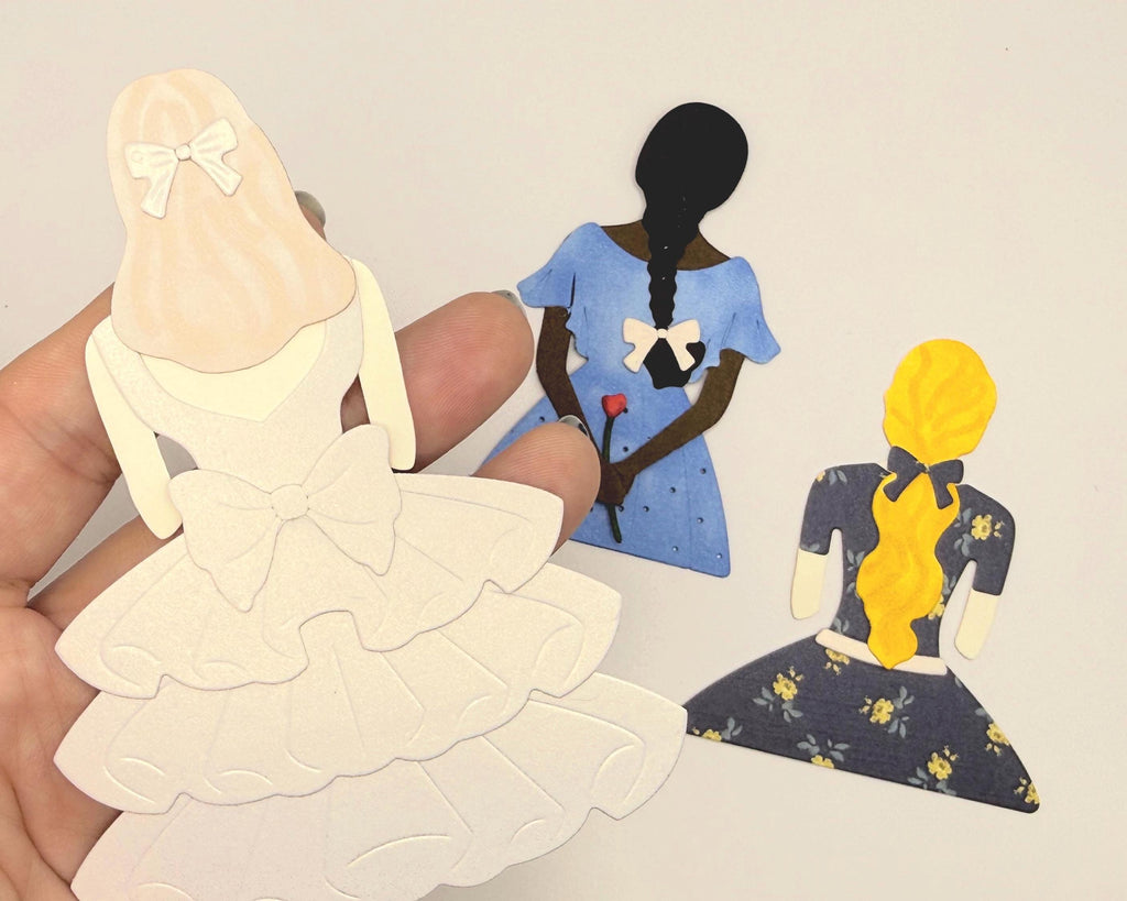 Custom Paper Women Set of 3 | Handmade Die Cut Figures | Scrapbooking, Cards & Paper Crafts
