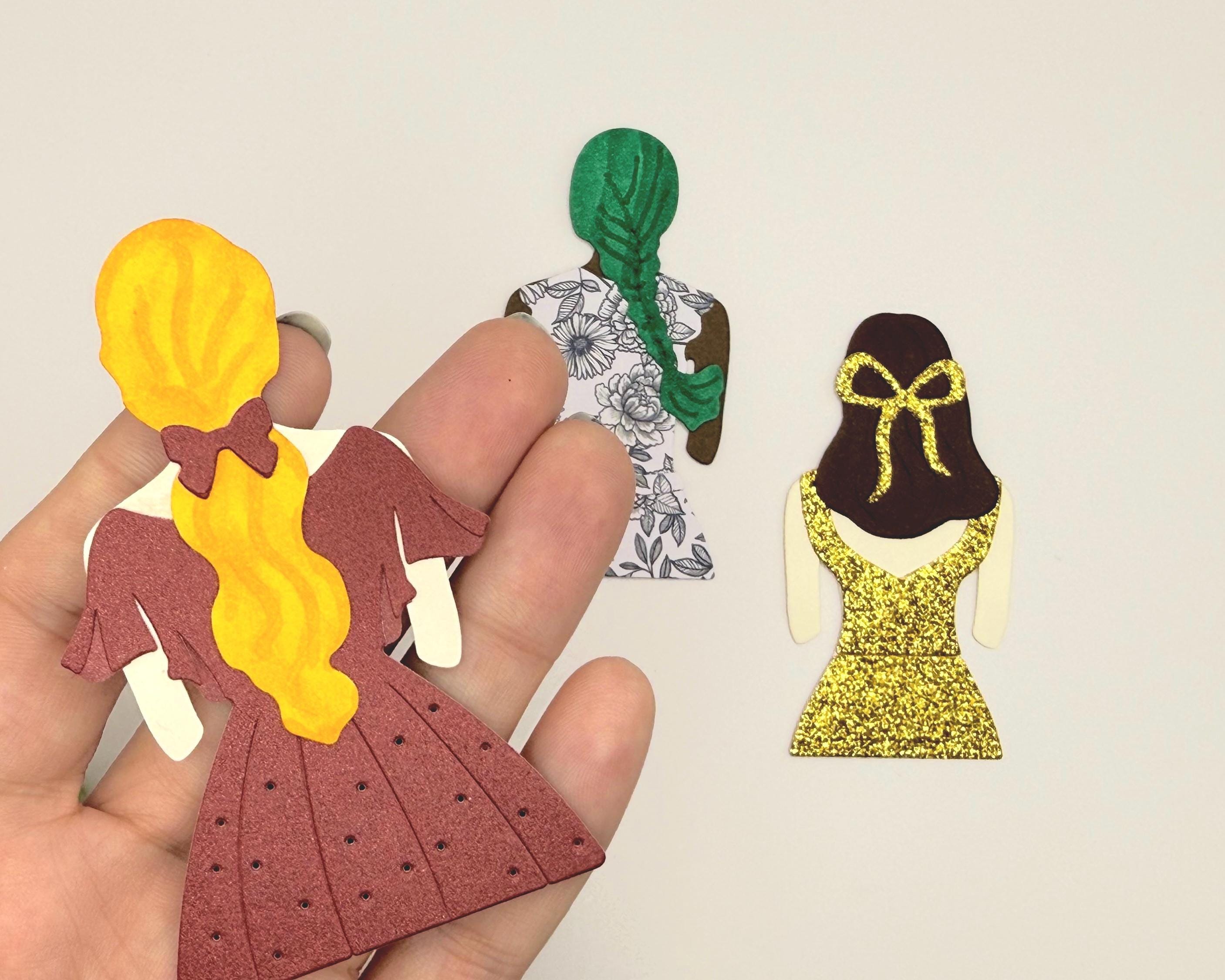Custom Paper Women Set of 3 | Handmade Die Cut Figures | Scrapbooking, Cards & Paper Crafts