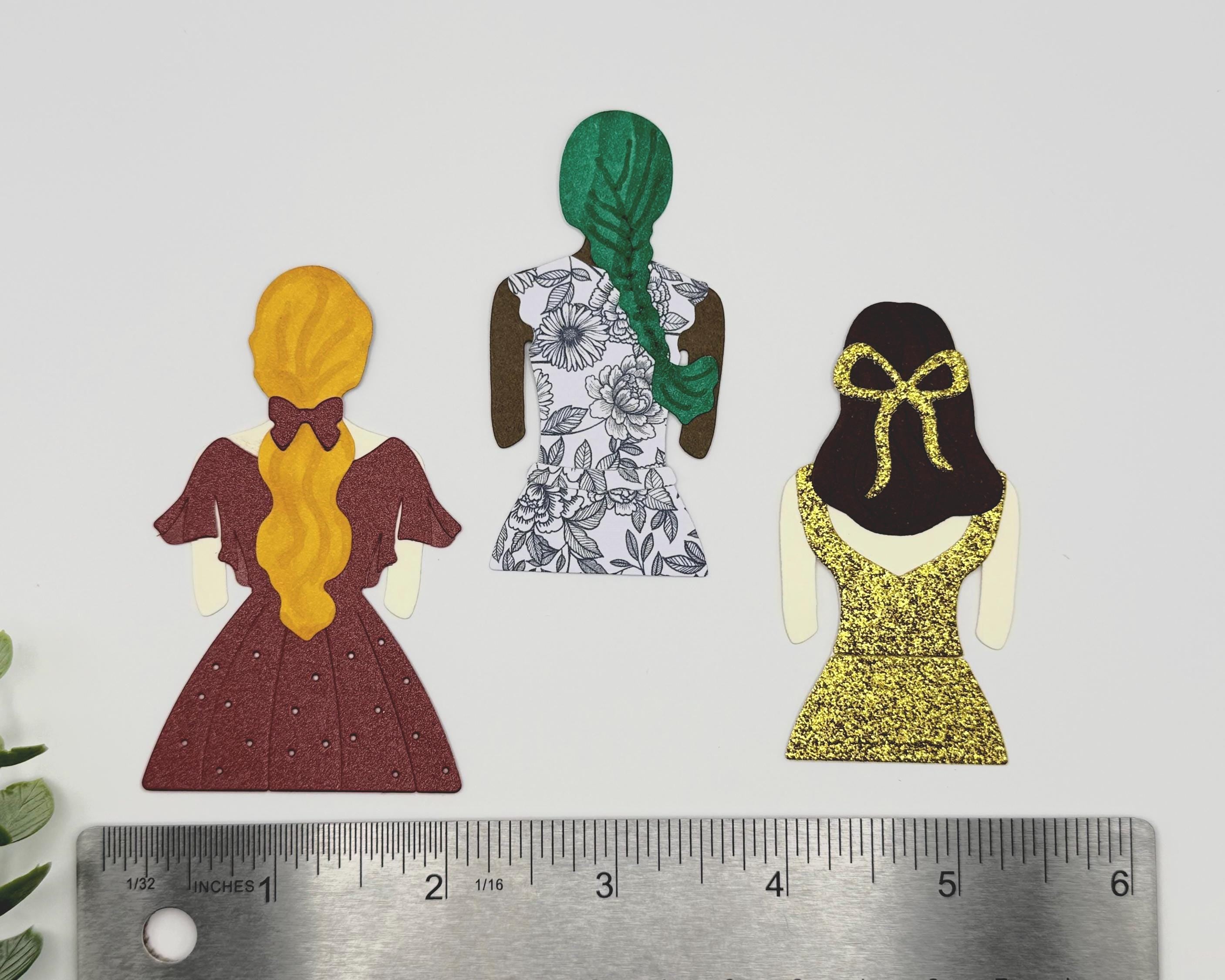 Custom Paper Women Set of 3 | Handmade Die Cut Figures | Scrapbooking, Cards & Paper Crafts