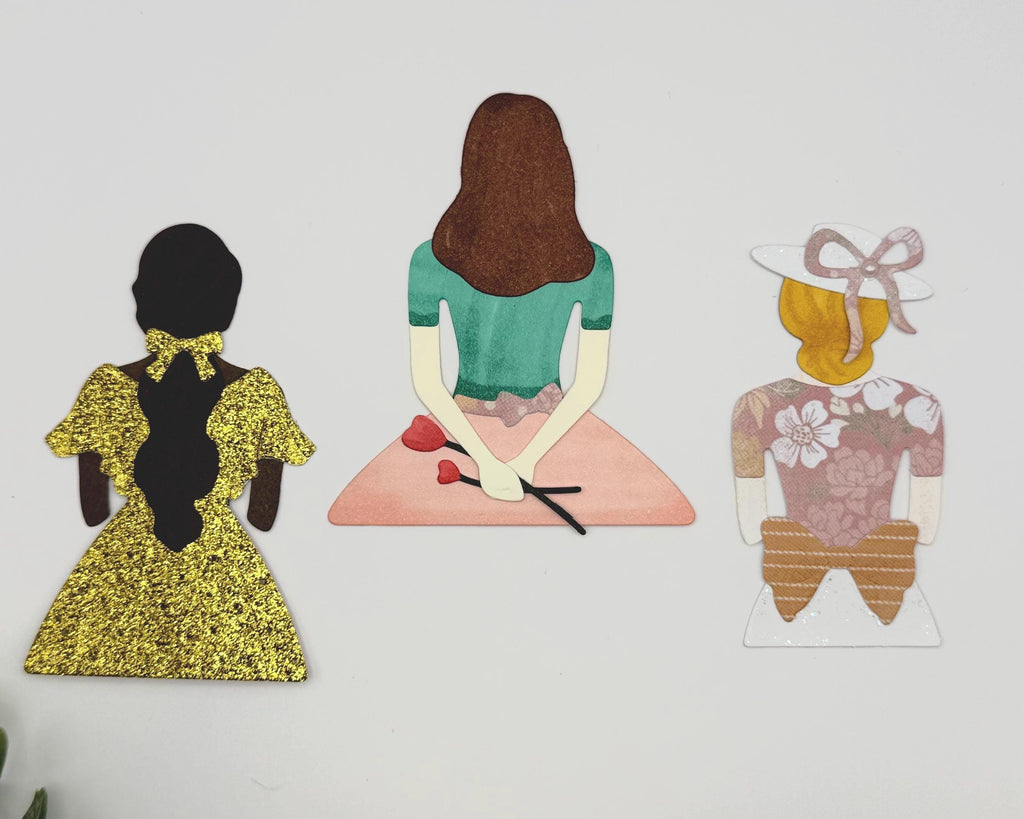 Custom Paper Women Set of 3 | Handmade Die Cut Figures | Scrapbooking, Cards & Paper Crafts