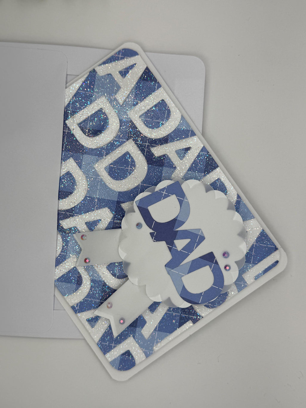 Father’s Day Shaker Card – “Dad” Ribbon Design | A2 Greeting Card with Envelope