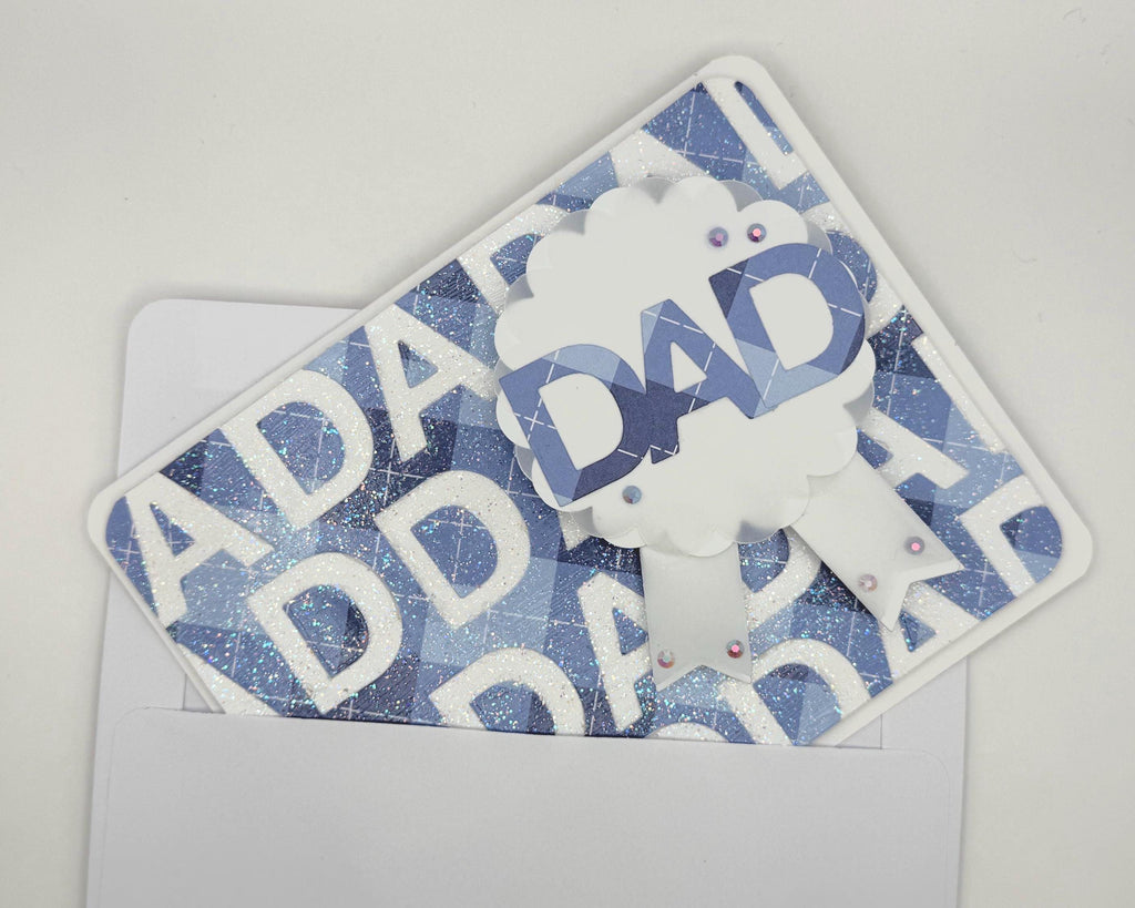 Father’s Day Shaker Card – “Dad” Ribbon Design | A2 Greeting Card with Envelope