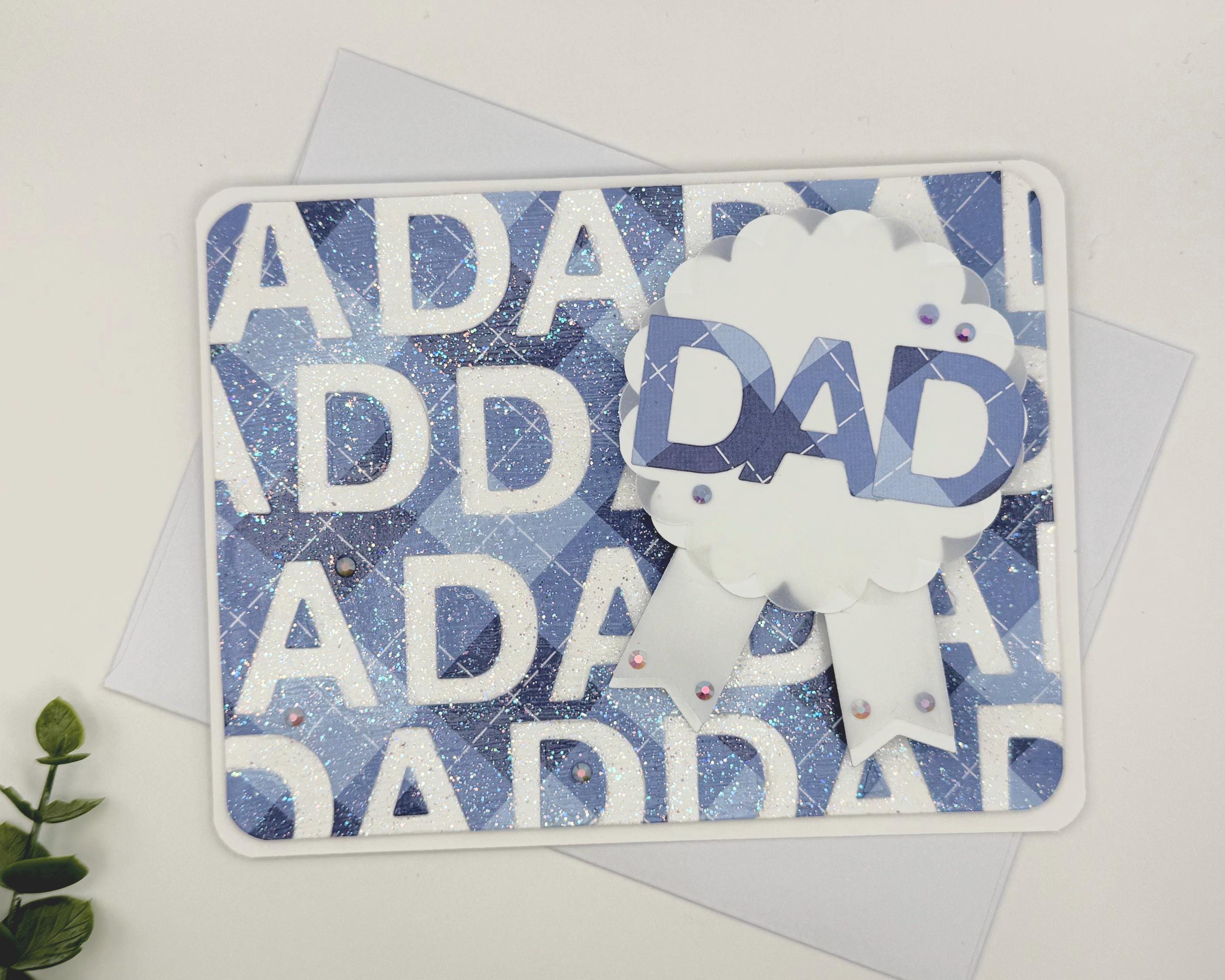 Father’s Day Shaker Card – “Dad” Ribbon Design | A2 Greeting Card with Envelope