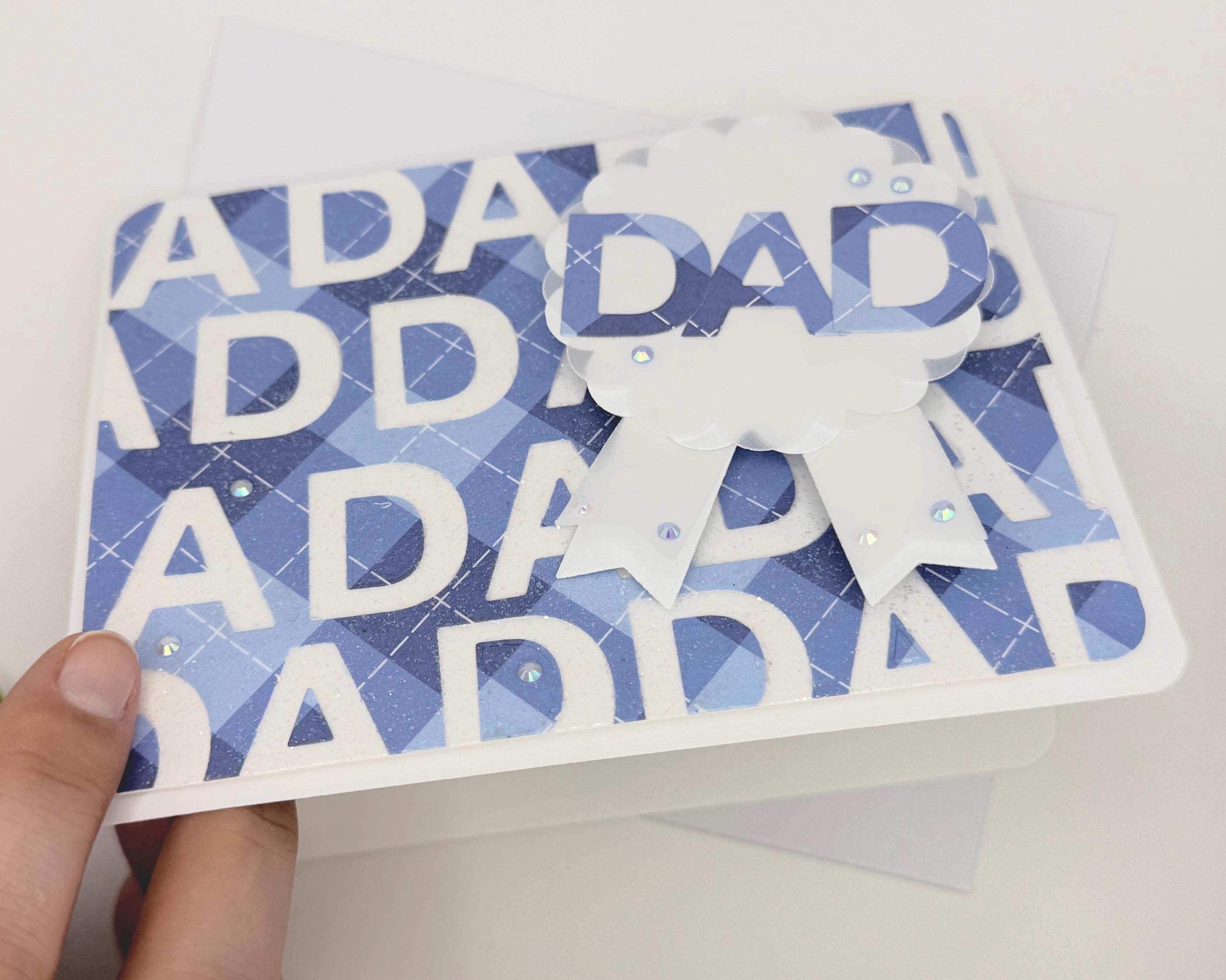 Father’s Day Shaker Card – “Dad” Ribbon Design | A2 Greeting Card with Envelope