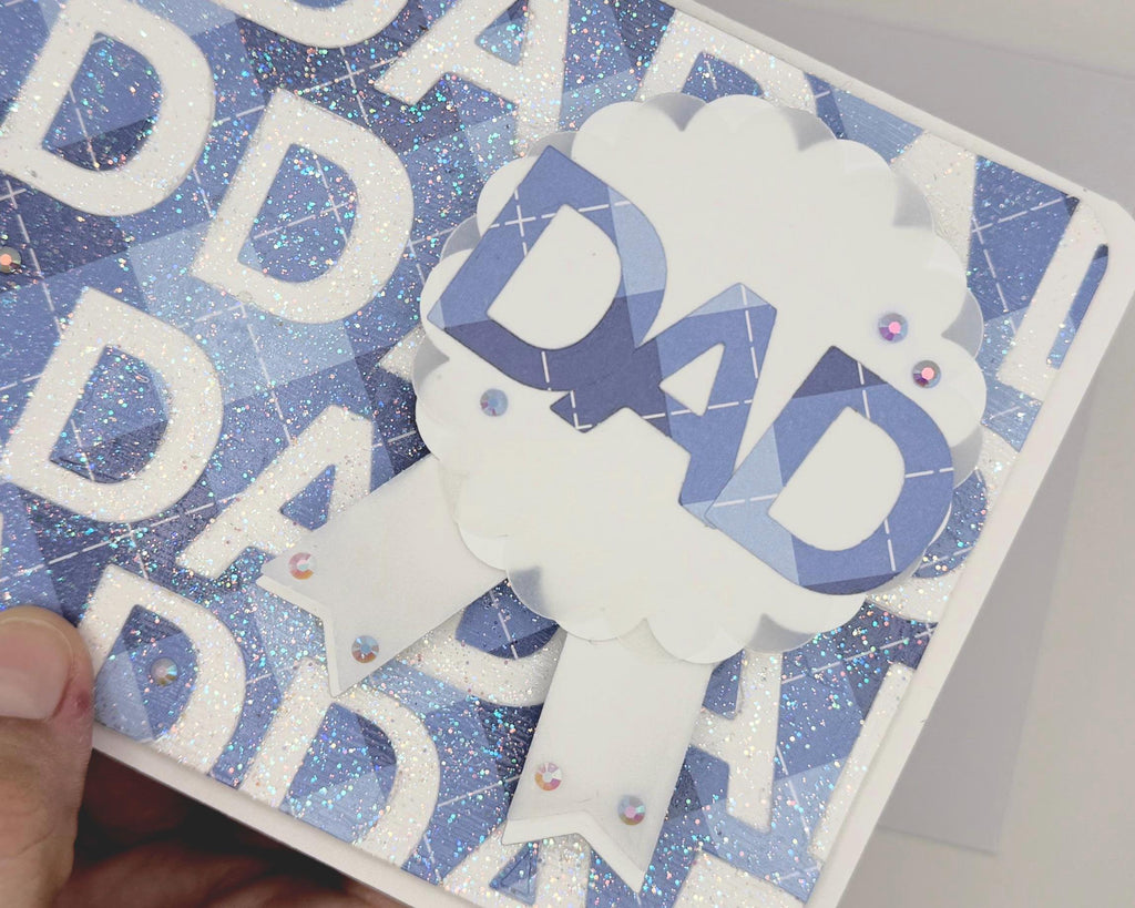 Father’s Day Shaker Card – “Dad” Ribbon Design | A2 Greeting Card with Envelope