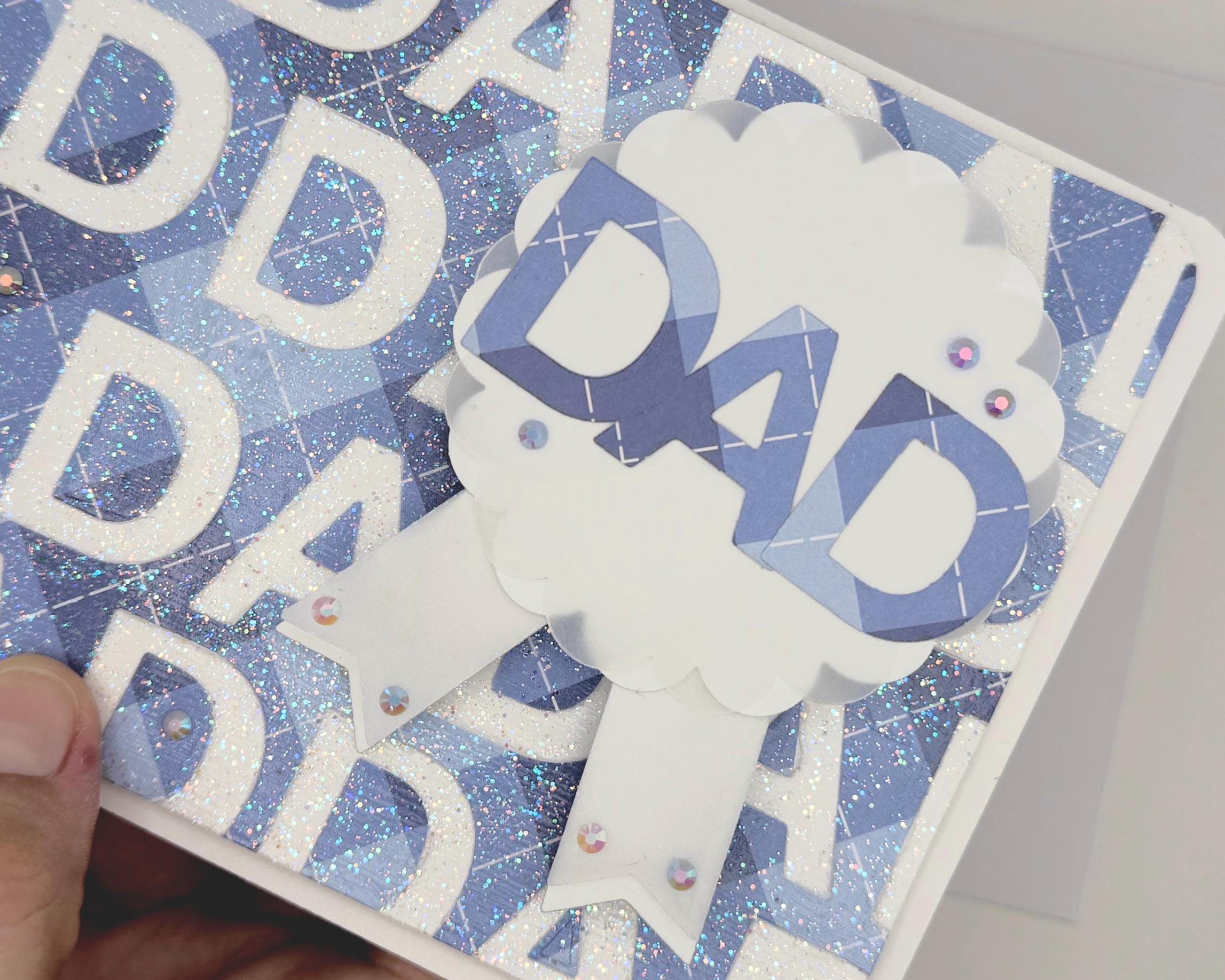 Father’s Day Shaker Card – “Dad” Ribbon Design | A2 Greeting Card with Envelope