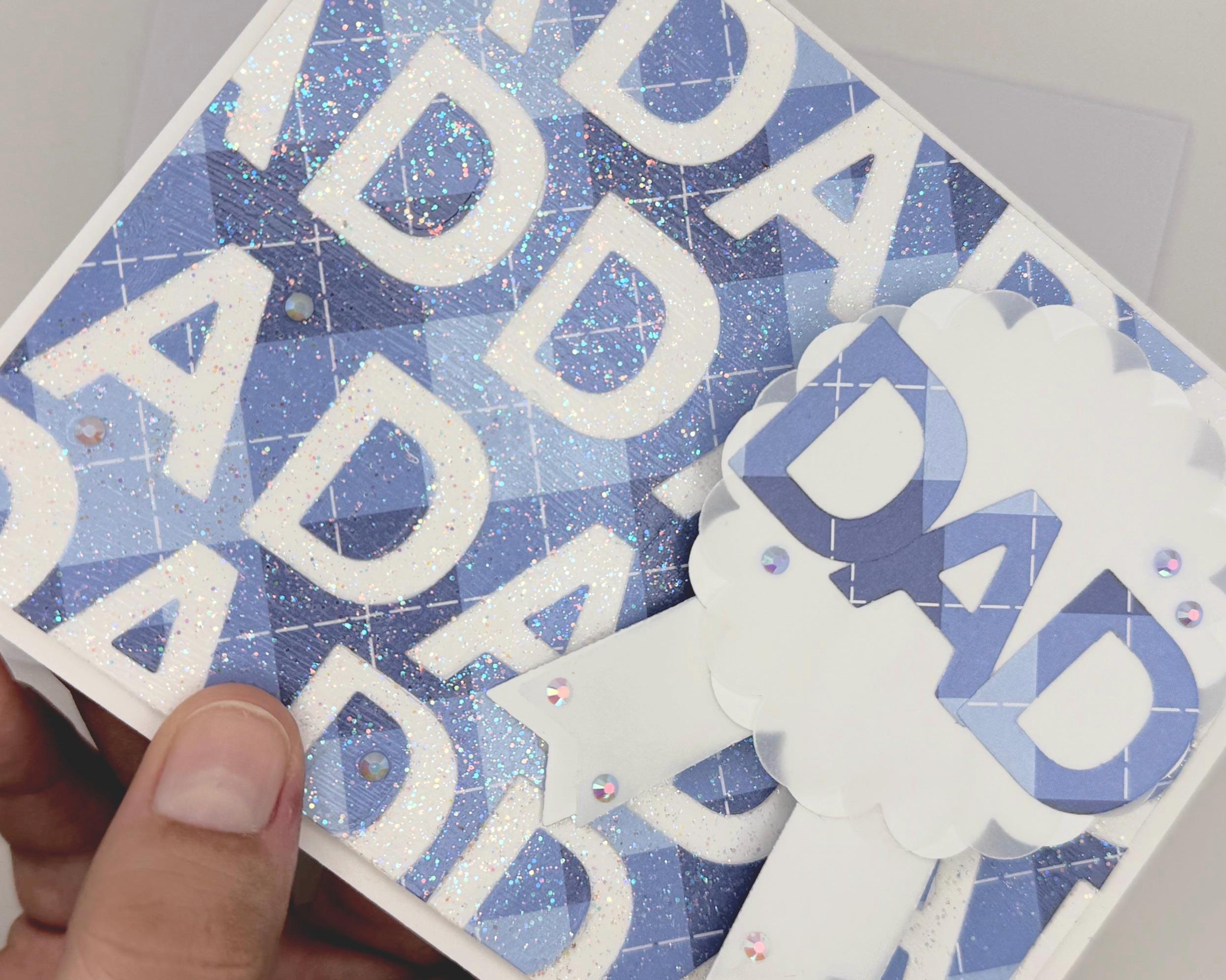 Father’s Day Shaker Card – “Dad” Ribbon Design | A2 Greeting Card with Envelope