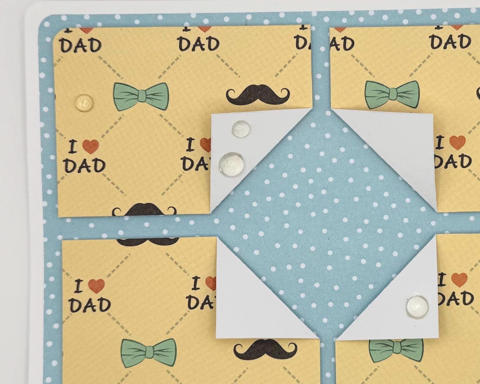 Handmade Father’s Day Card – “I Love Dad” Pattern | A2 Greeting Card with Envelope