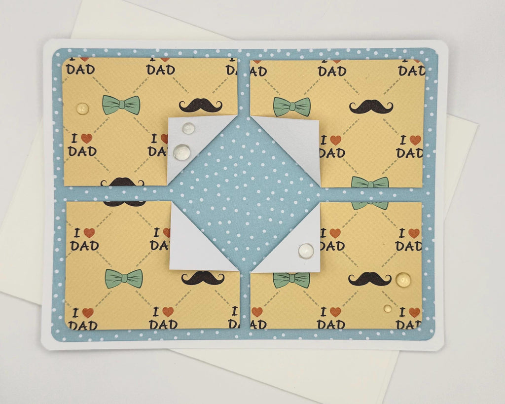 Handmade Father’s Day Card – “I Love Dad” Pattern | A2 Greeting Card with Envelope