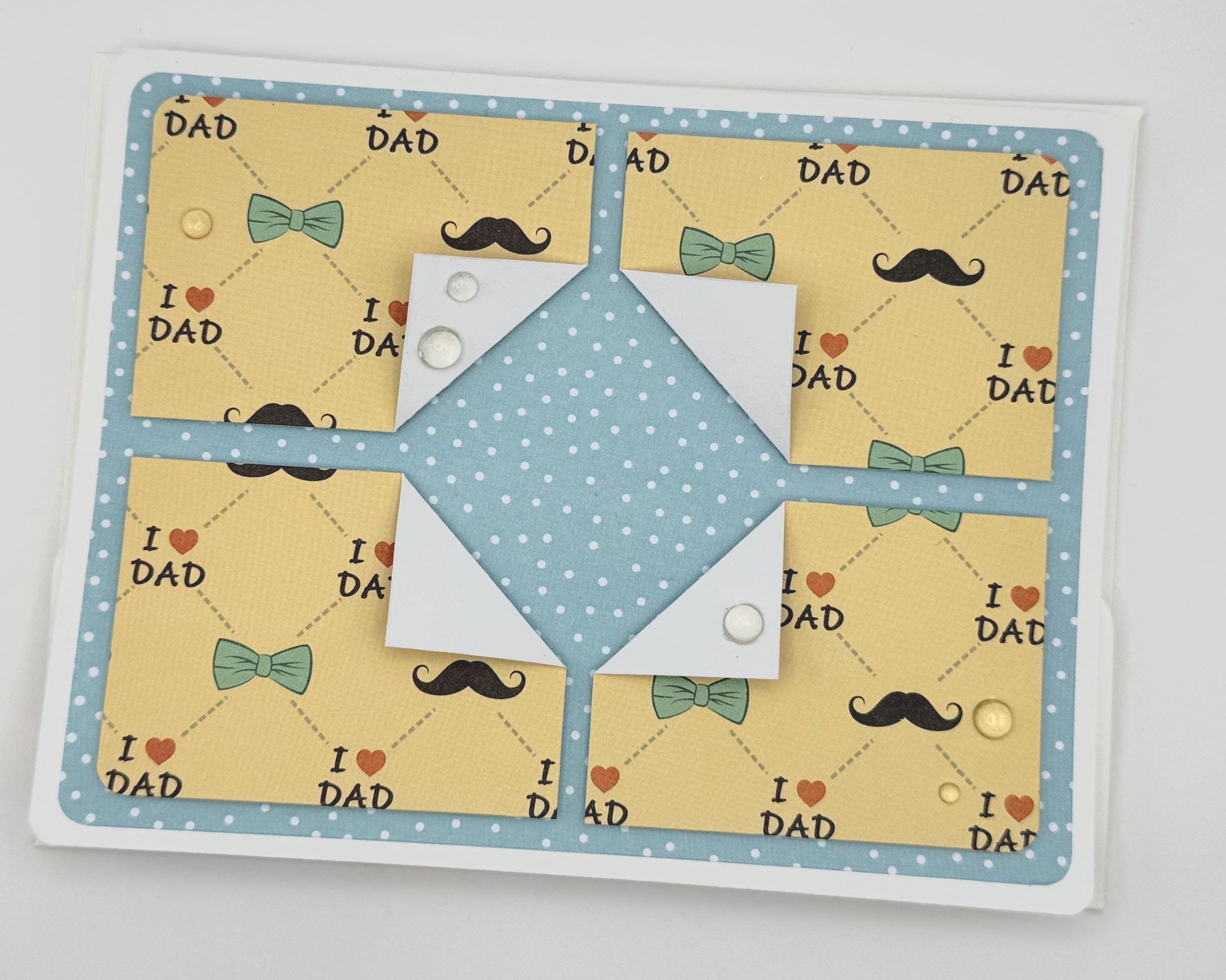 Handmade Father’s Day Card – “I Love Dad” Pattern | A2 Greeting Card with Envelope
