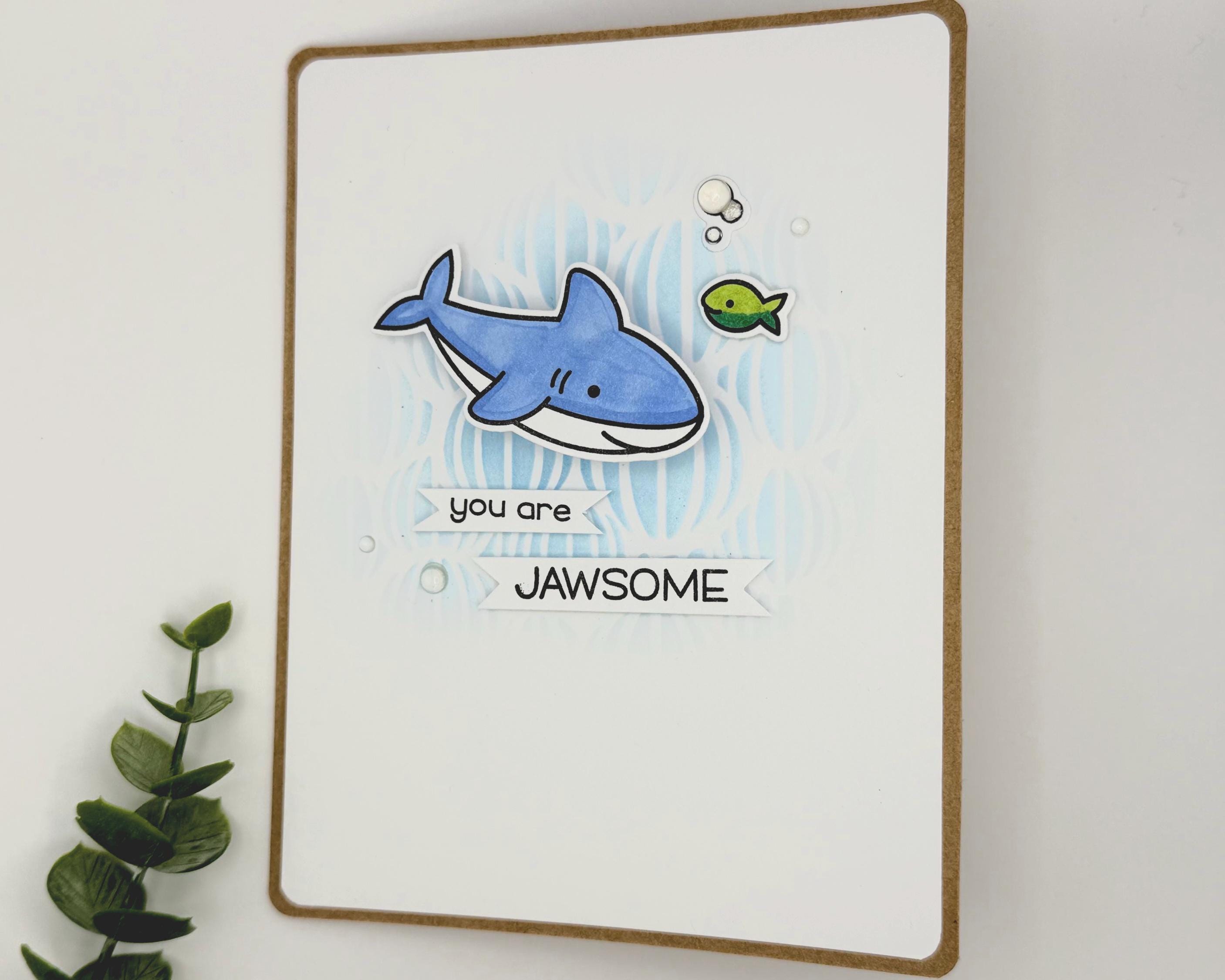 You Are Jawsome – Handmade Thinking of You Blue Shark Shaker Card