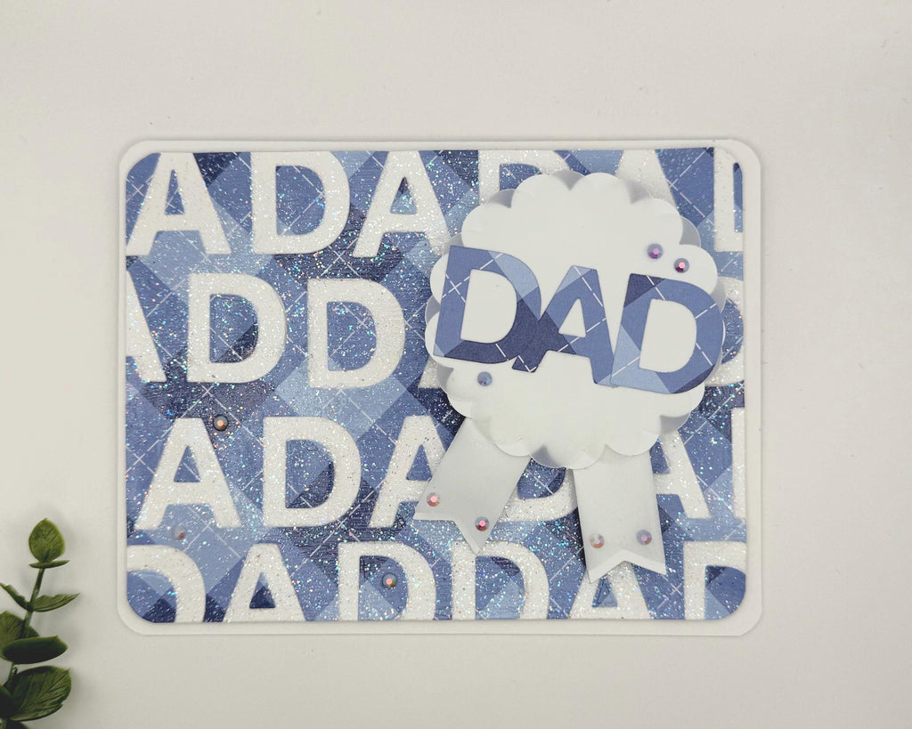 Father’s Day Shaker Card – “Dad” Ribbon Design | A2 Greeting Card with Envelope
