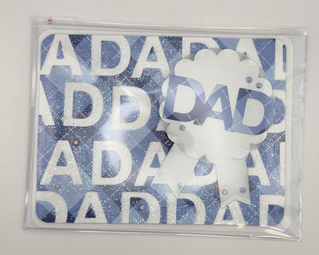 Father’s Day Shaker Card – “Dad” Ribbon Design | A2 Greeting Card with Envelope