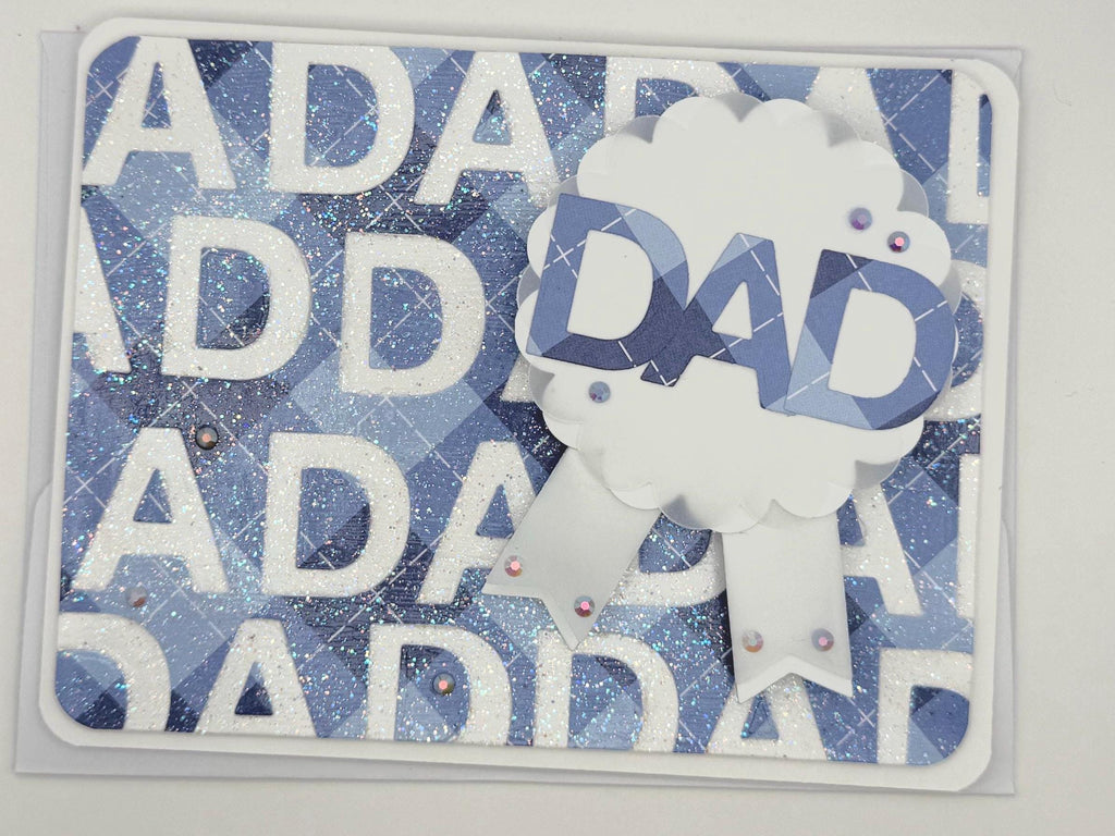 Father’s Day Shaker Card – “Dad” Ribbon Design | A2 Greeting Card with Envelope