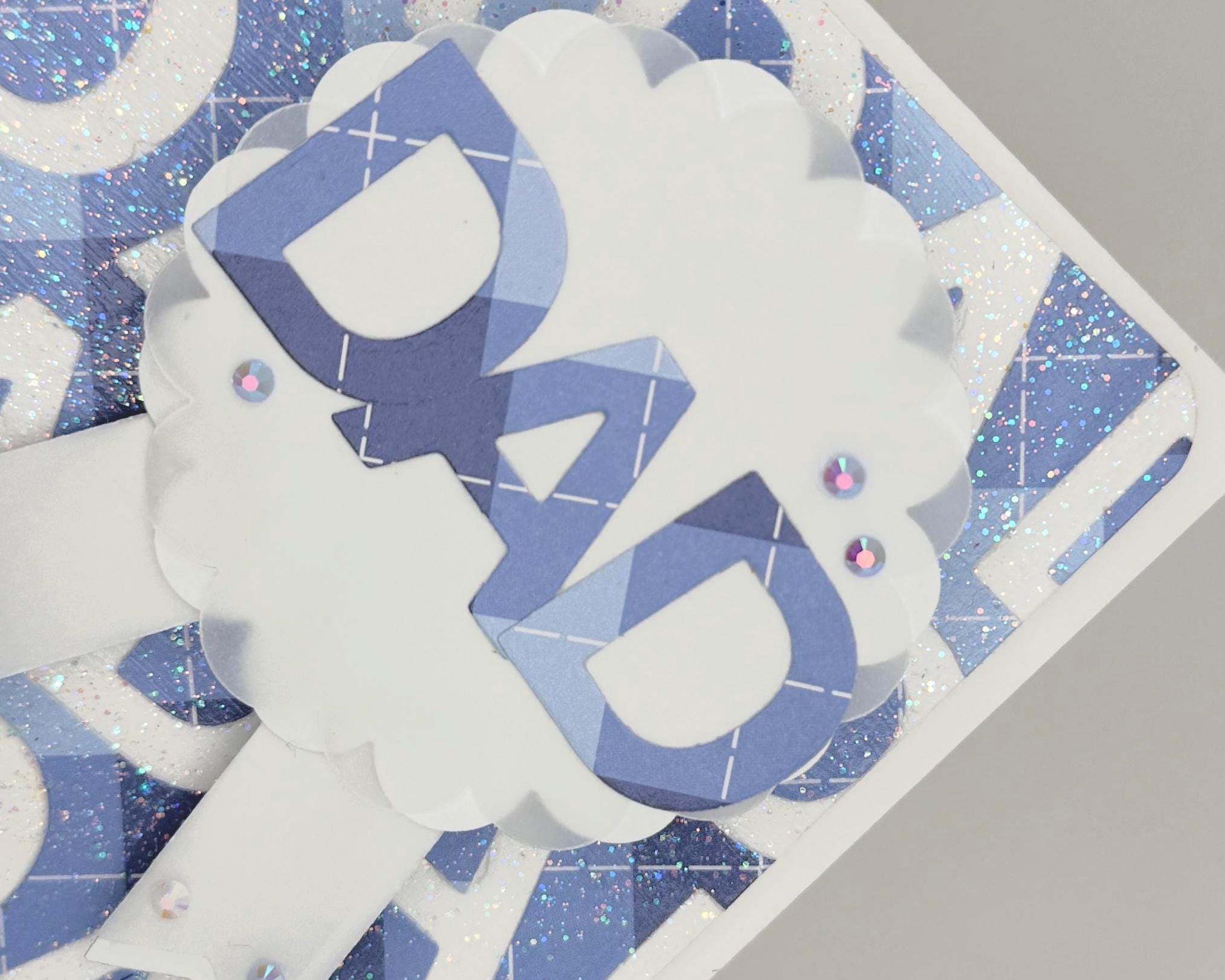 Father’s Day Shaker Card – “Dad” Ribbon Design | A2 Greeting Card with Envelope