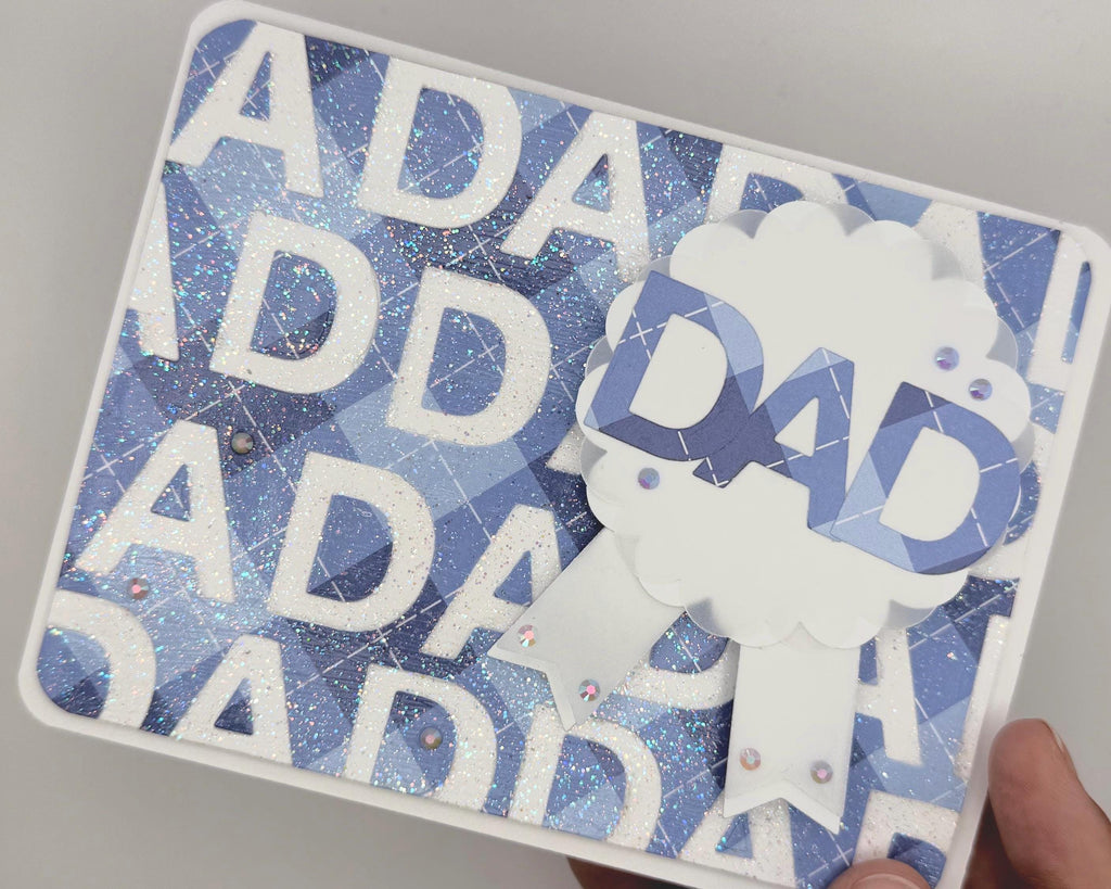 Father’s Day Shaker Card – “Dad” Ribbon Design | A2 Greeting Card with Envelope