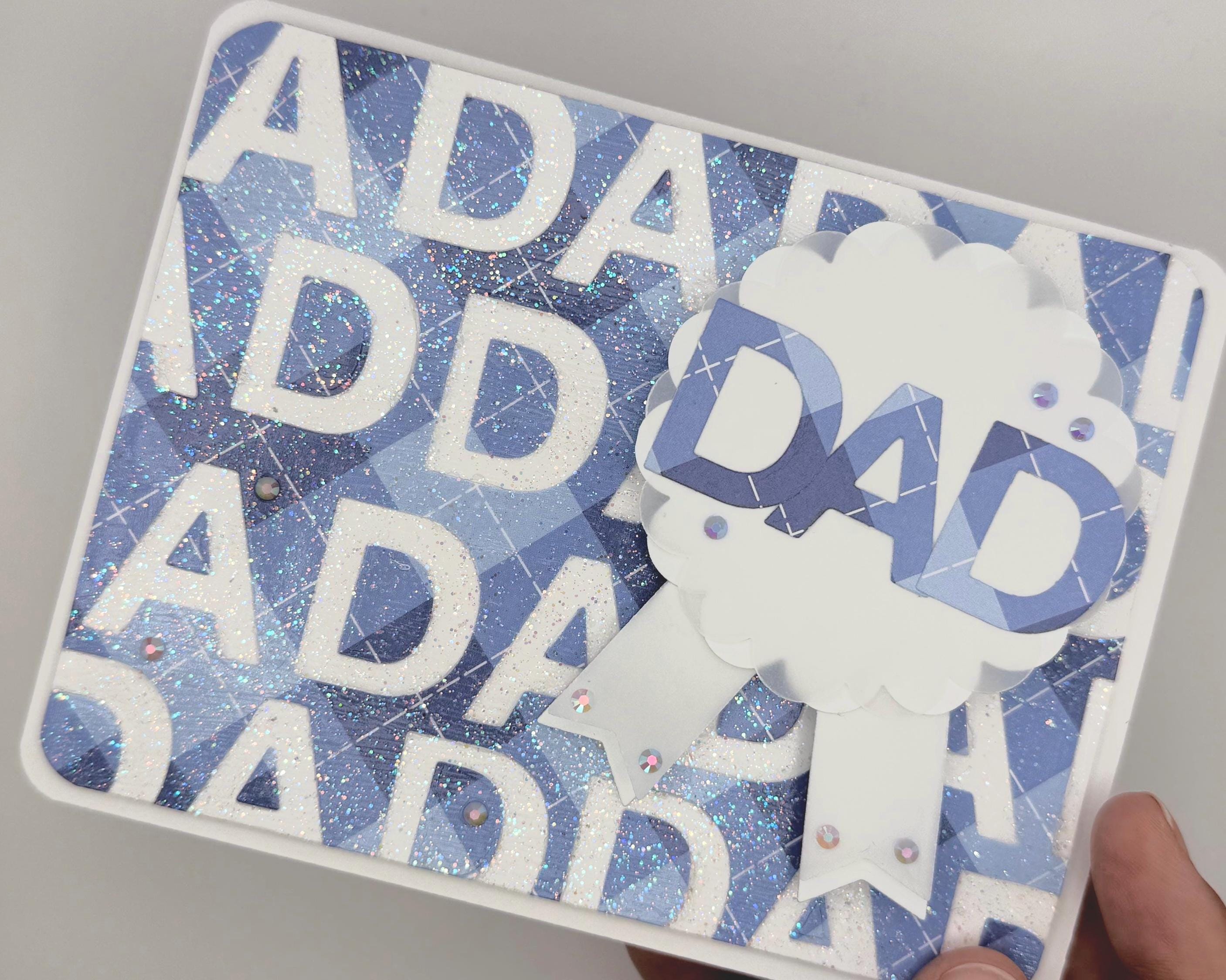 Father’s Day Shaker Card – “Dad” Ribbon Design | A2 Greeting Card with Envelope