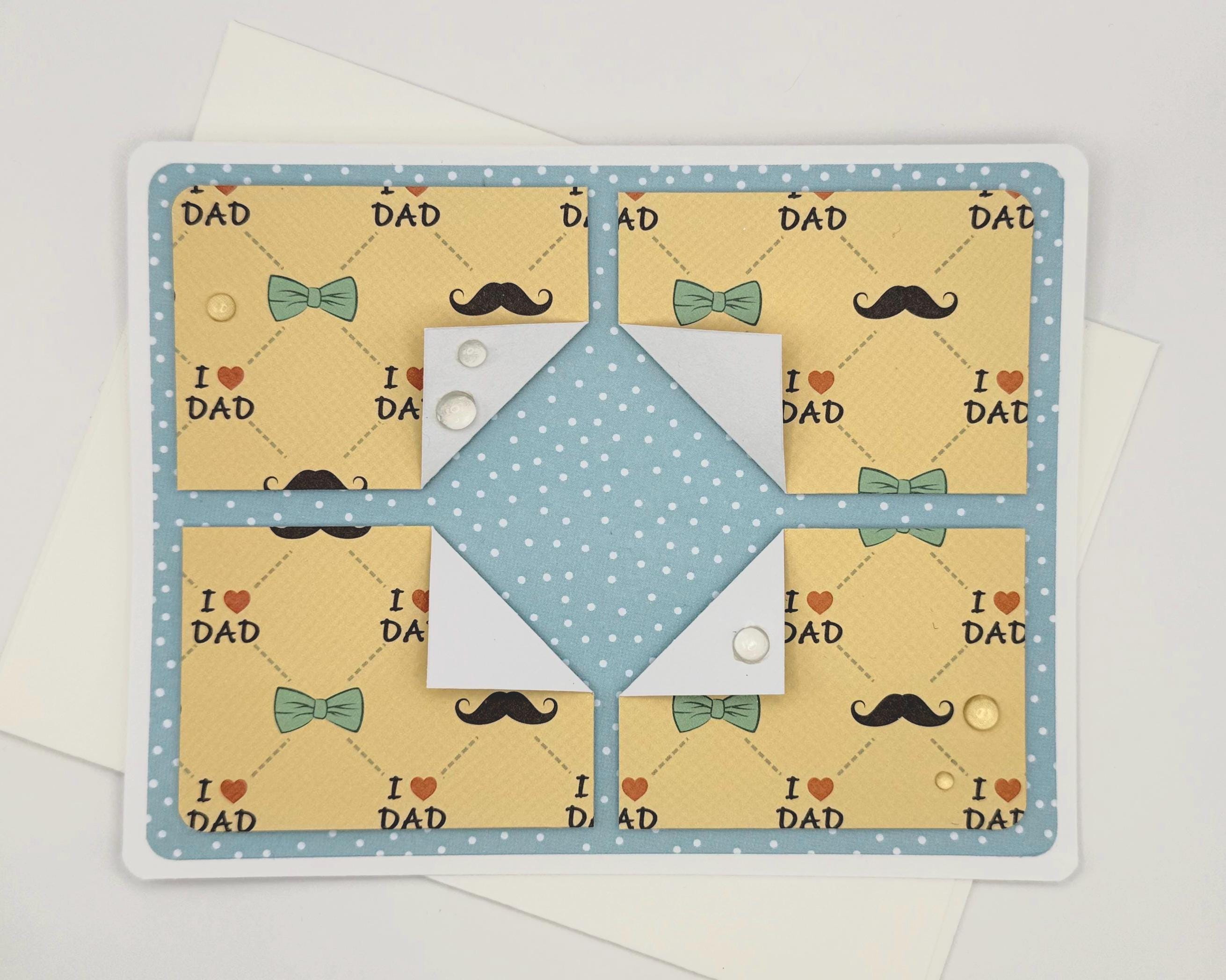 Handmade Father’s Day Card – “I Love Dad” Pattern | A2 Greeting Card with Envelope