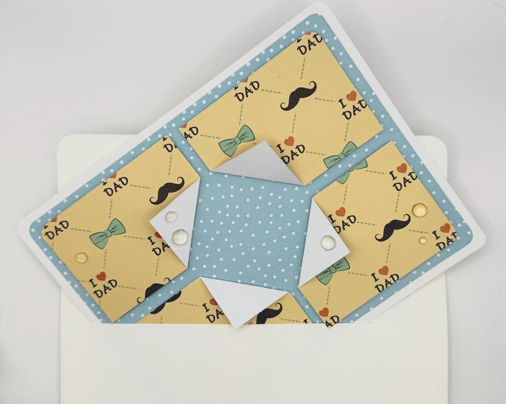 Handmade Father’s Day Card – “I Love Dad” Pattern | A2 Greeting Card with Envelope