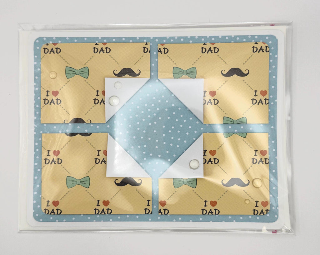 Handmade Father’s Day Card – “I Love Dad” Pattern | A2 Greeting Card with Envelope