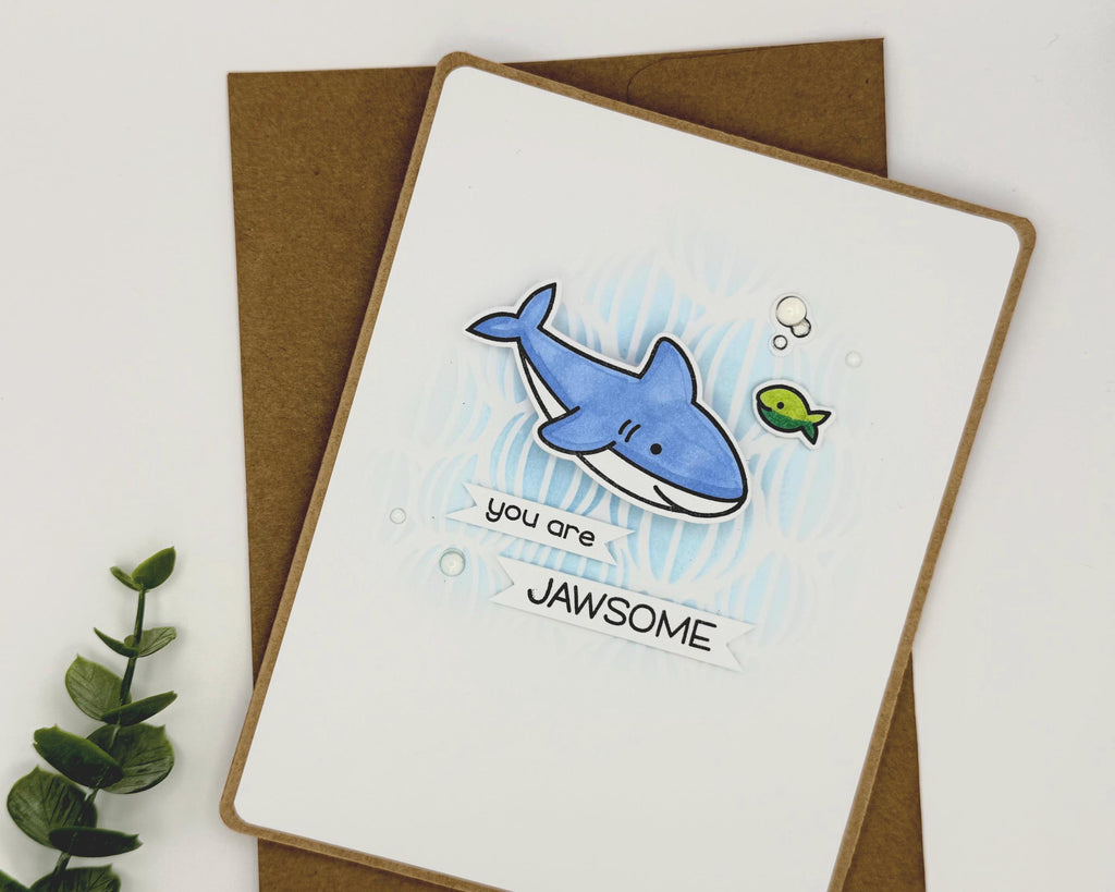 You Are Jawsome – Handmade Thinking of You Blue Shark Shaker Card