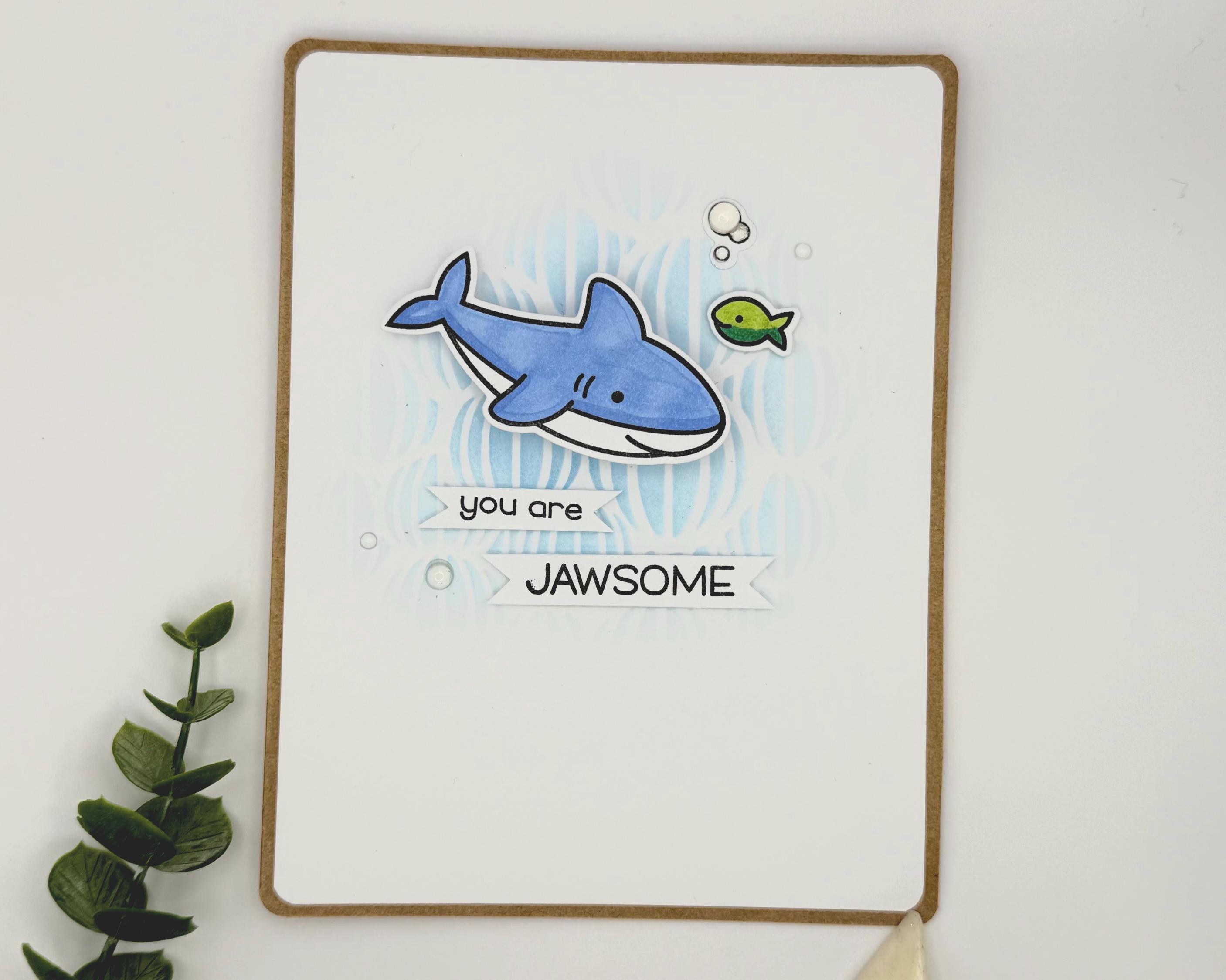 You Are Jawsome – Handmade Thinking of You Blue Shark Shaker Card