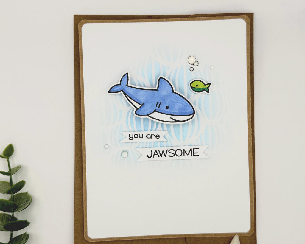 You Are Jawsome – Handmade Thinking of You Blue Shark Shaker Card