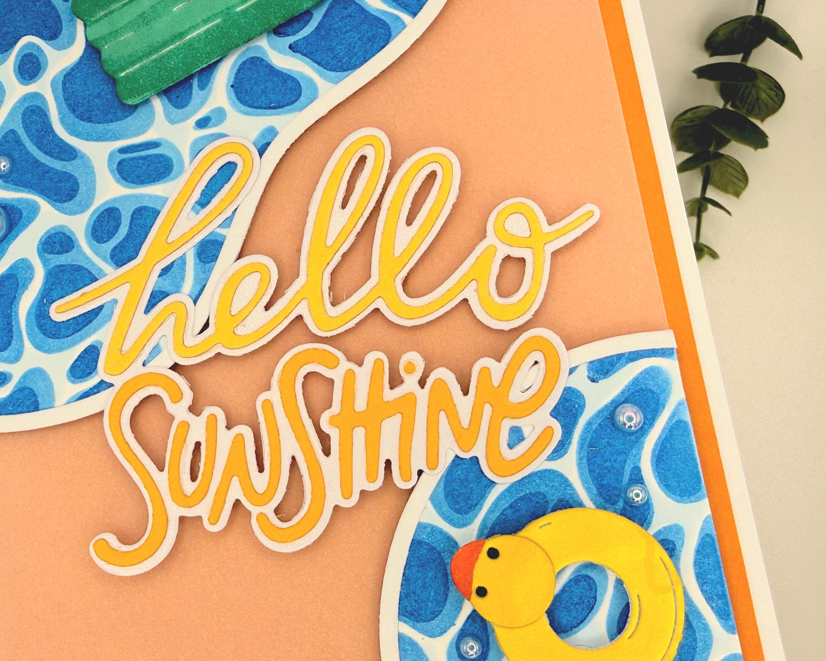Hello Sunshine Pool Card – Handmade Summer Greeting Card with Cute Floaties, Poolside Vibes, Thinking of You, Birthday or Just Because Card