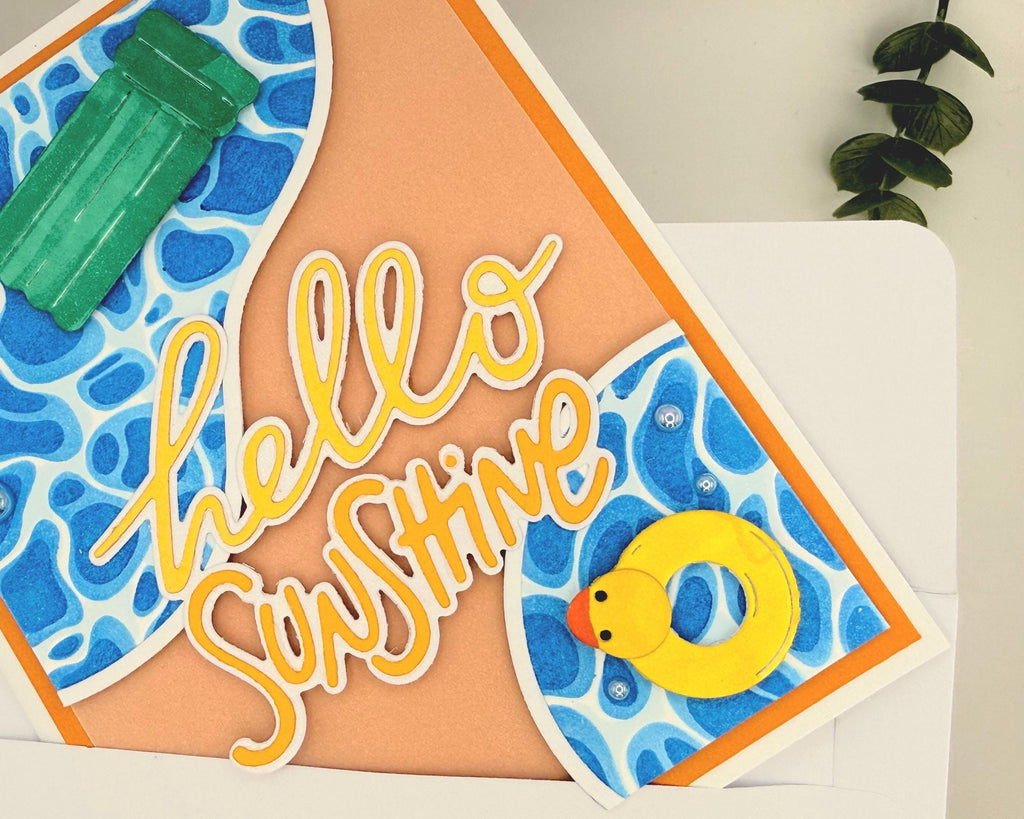 Hello Sunshine Pool Card – Handmade Summer Greeting Card with Cute Floaties, Poolside Vibes, Thinking of You, Birthday or Just Because Card