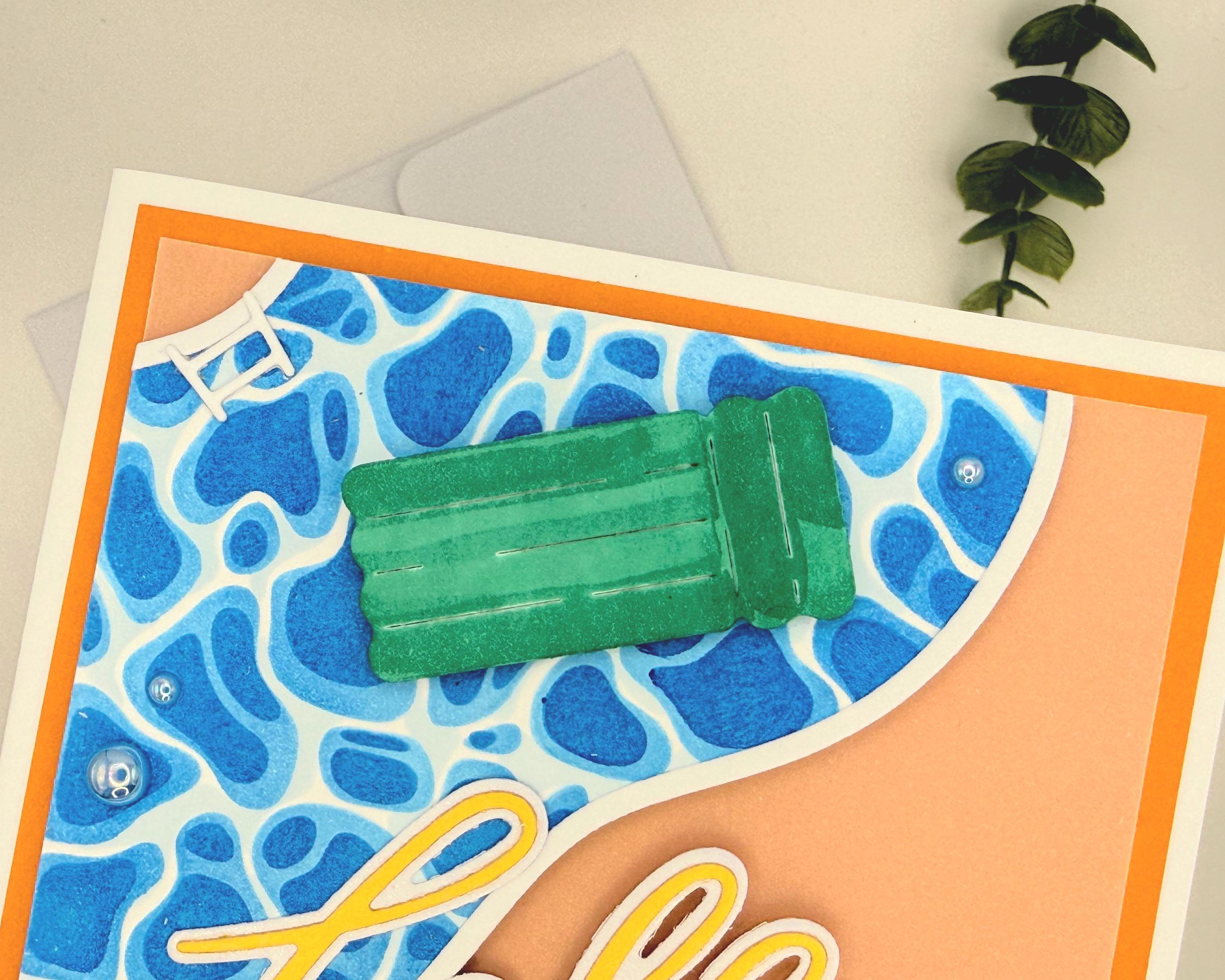 Hello Sunshine Pool Card – Handmade Summer Greeting Card with Cute Floaties, Poolside Vibes, Thinking of You, Birthday or Just Because Card
