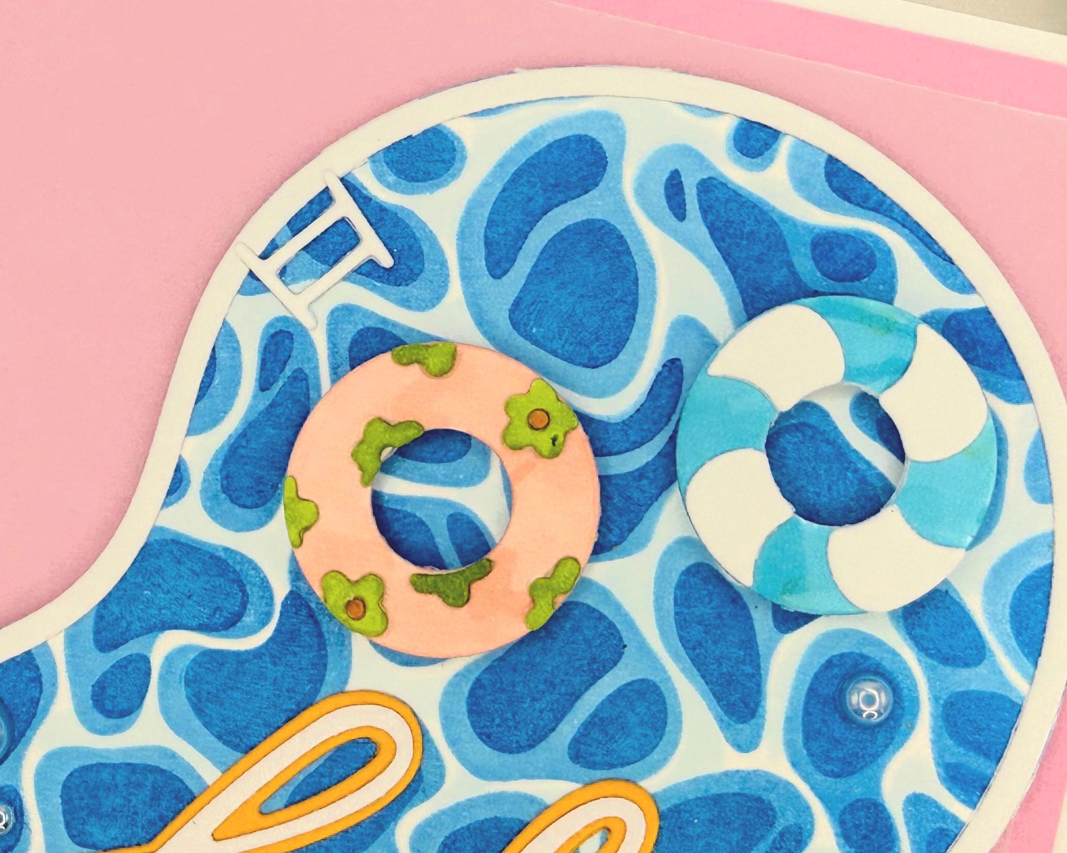 Hello Sunshine – Handmade Summer Greeting Card with Cute Floaties, Poolside Vibes, Thinking of You, Just Because Card