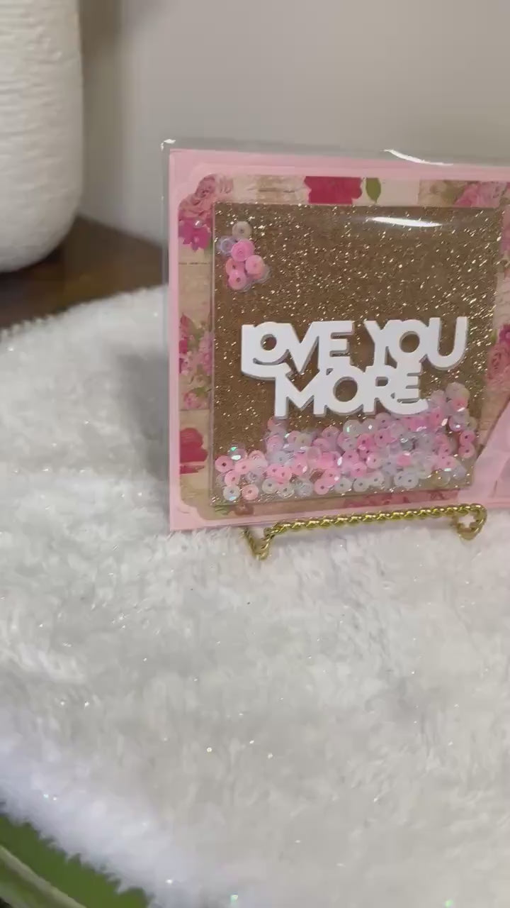 Handmade Love You More Shaker Card | Valentine's Day Greeting Card