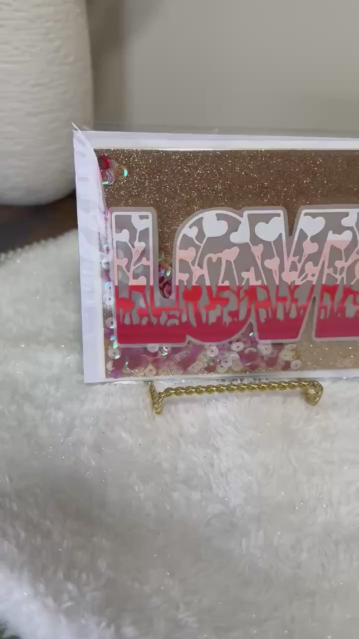 Handmade Full Shaker Love Card | Luxury Anniversary Greeting Card